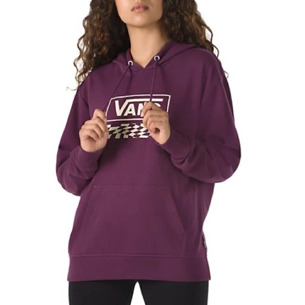 VANS Kenton Boyfriend Hoodie Sm Plum checker logo
